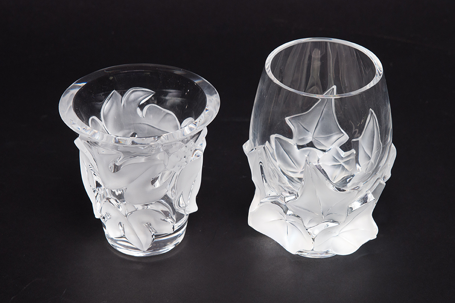 Appraisal: TWO LALIQUE CRYSTAL FROSTED AND CLEAR GLASS VASES France th