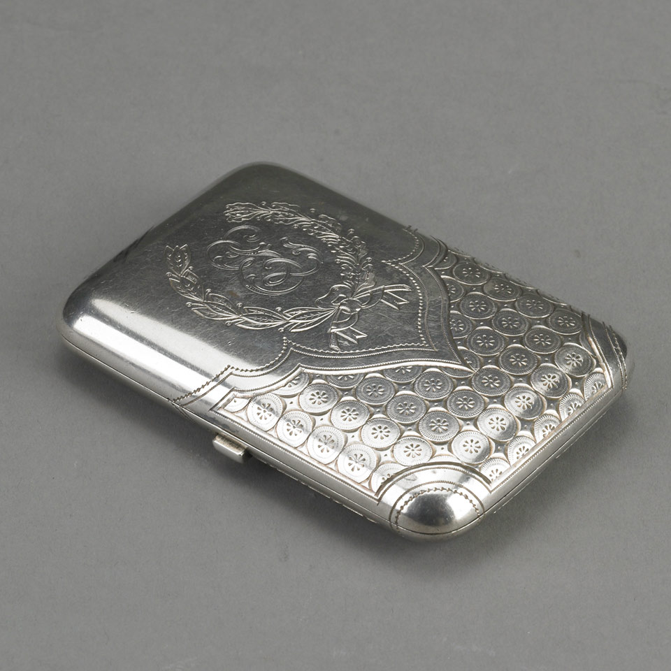 Appraisal: Russian Silver Cheroot Case Moscow maker s marks cyrillic IPS