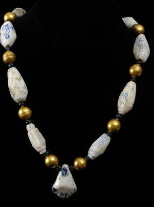 Appraisal: Quartz Lapis and Gold Bead Necklace