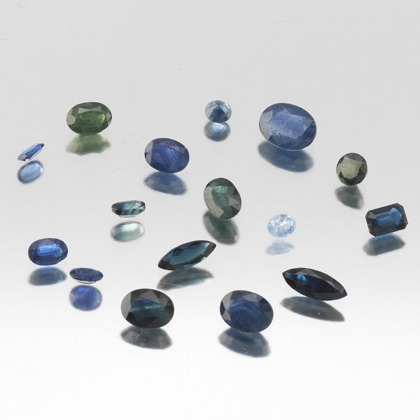 Appraisal: SIXTEEN CT TOTAL UNMOUNTED MULTI SHAPE CUT BLUE SAPPHIRES Collection