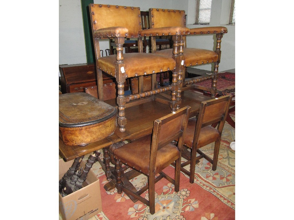 Appraisal: Lot comprising oak dining table and six dining chairs