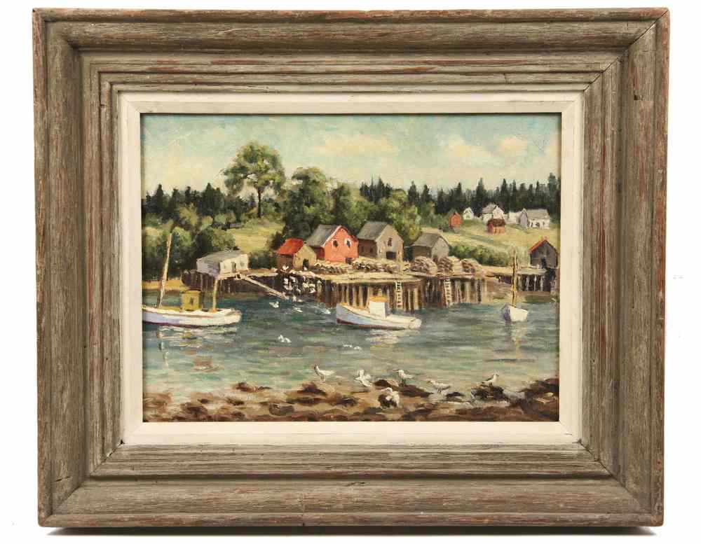 Appraisal: OOP - New Harbor Scene by Parker Gamage ME -