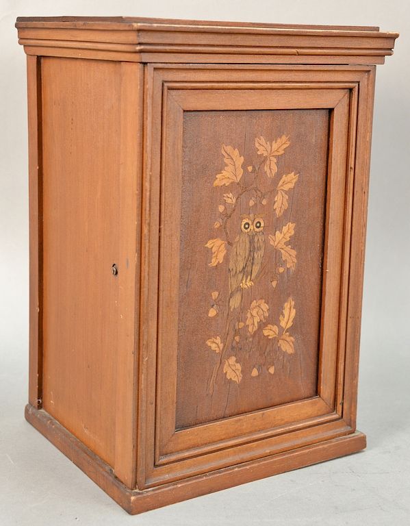 Appraisal: Aesthetic Victorian small one door cabinet with inlaid owl ht