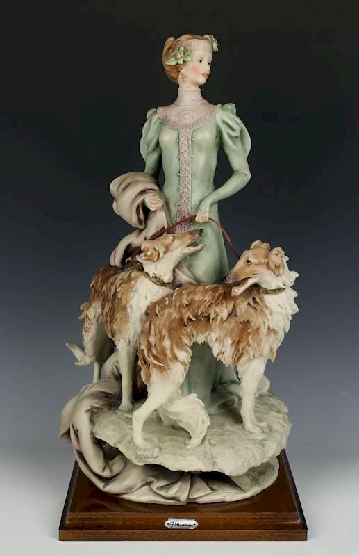 Appraisal: Giuseppe Armani Figurine Lady with Borzois MANUFACTURE Florence - Giuseppe