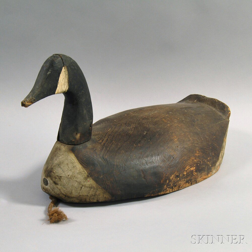 Appraisal: Painted and Carved Canada Goose Decoy ht wd dp in