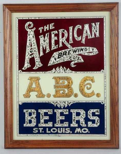 Appraisal: American Brewing Co ABC Beer Reverse Glass Sign Clean overall