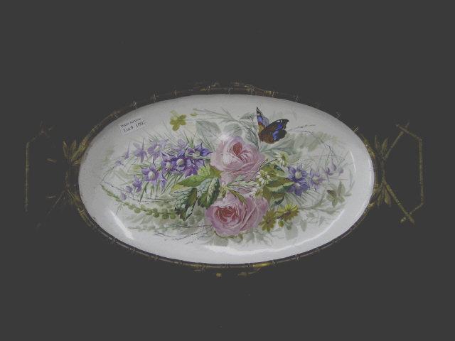 Appraisal: French Victorian Old Paris Porcelain Serving Dish with bronze holder