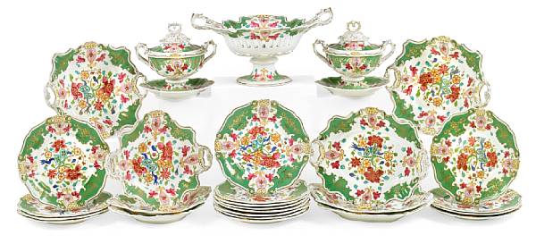 Appraisal: An English porcelain part dessert service mid th century Decorated