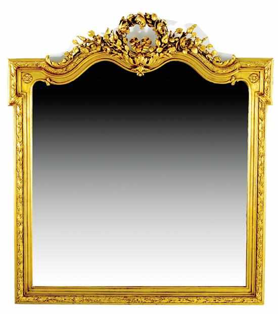 Appraisal: French style giltwood overmantel mirror early th century ribbon and