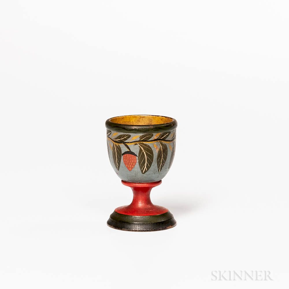 Appraisal: Polychrome Painted Lehnware Egg Cup Polychrome Painted Lehnware Egg Cup