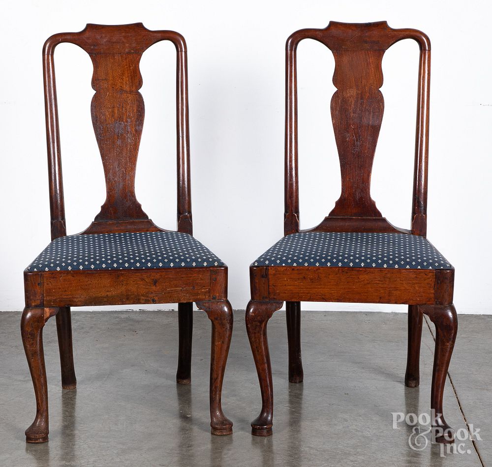 Appraisal: Pair of George II mahogany dining chairs ca Pair of