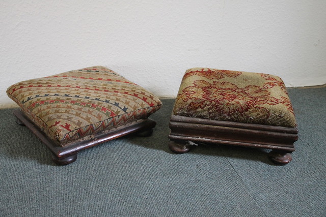 Appraisal: A VICTORIAN SQUARE STOOL and another