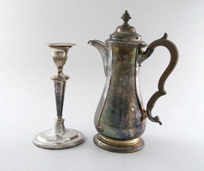 Appraisal: A mixed lot of electroplated items comprising a pair of