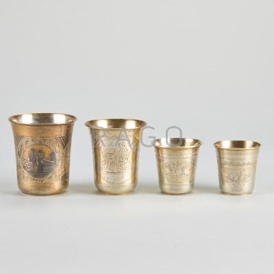 Appraisal: FOUR RUSSIAN SILVER VESSELS MOSCOW - Largest silver gilt with