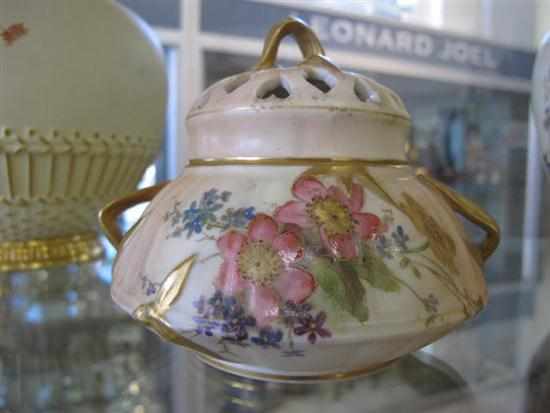 Appraisal: ROYAL WORCESTER HAND PAINTED AND GILDED BLUSH IVORY POT POURRI