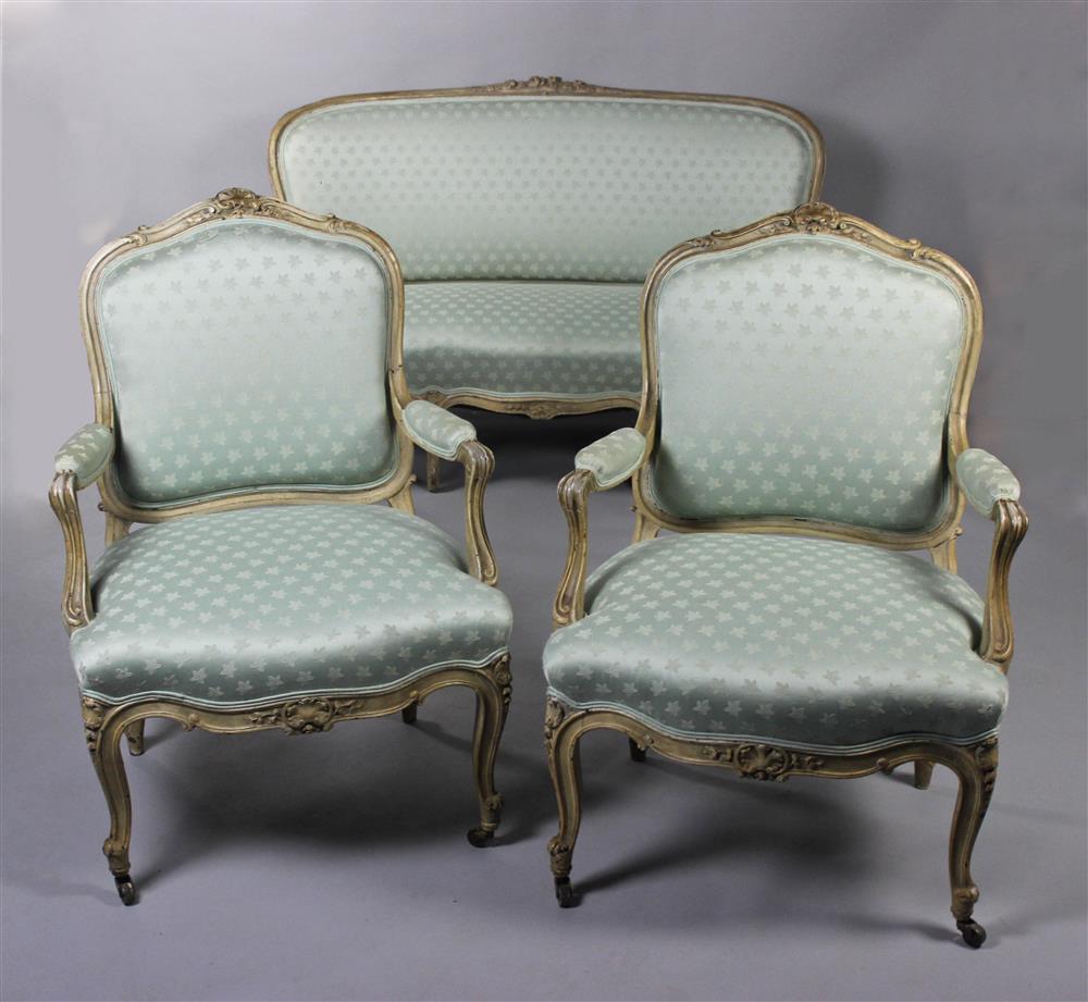 Appraisal: LOUIS XIV STYLE PAINTED PARLOR SUITE INCLUDING A SETTEE AND