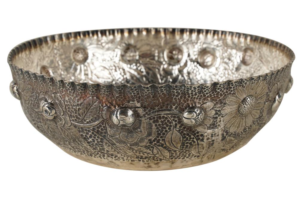 Appraisal: MACIEL MEXICAN STERLING REPOUSSE HAMMERED BOWLwith maker's mark further marked