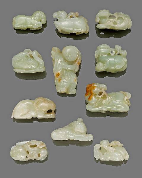 Appraisal: A group of eleven nephrite carvings th Century and Later