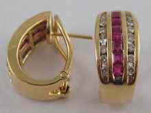 Appraisal: A pair of yellow metal tests carat gold ruby and