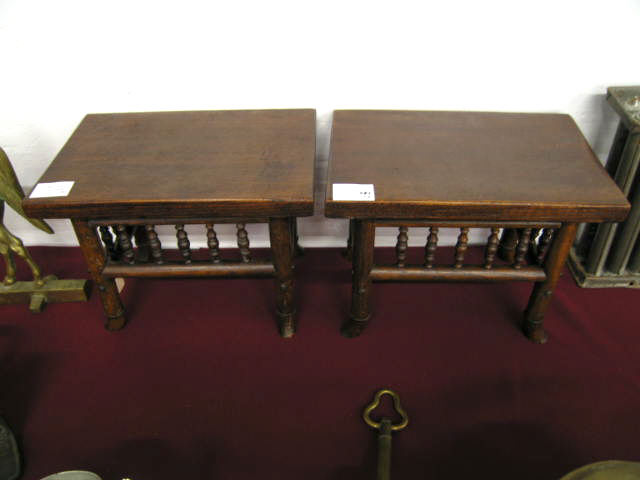 Appraisal: Pair of Early Oak Footstools spindle decor