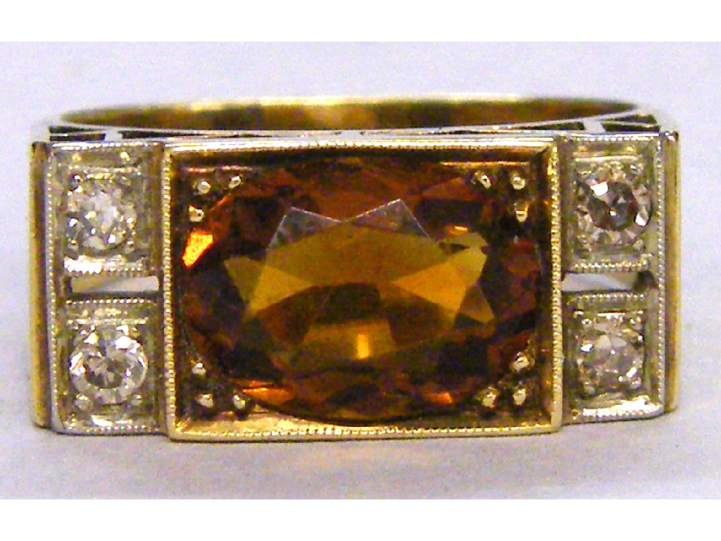 Appraisal: ct citrine and diamond ring with an oval centre stone