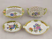 Appraisal: Herend Four items comprising a pierced miniature basket on oval