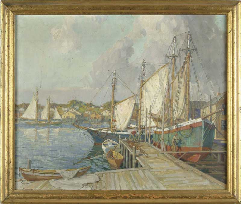 Appraisal: FREDRICK JOHN MULHAUPT American - GLOUCESTER HARBOR Outstanding oil on