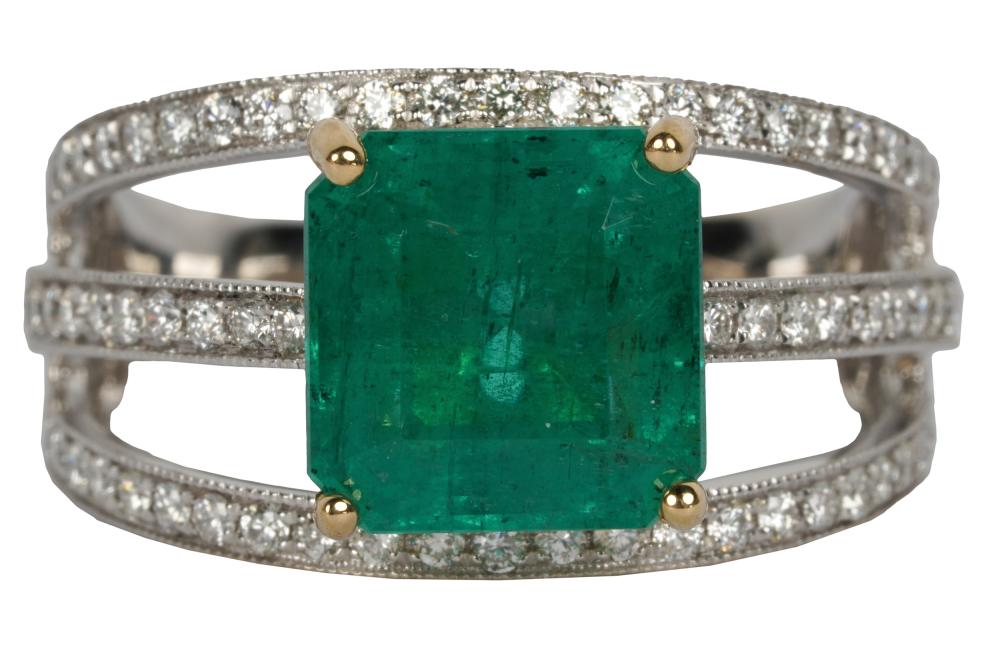 Appraisal: KARAT GOLD EMERALD DIAMOND RINGwith SGL report no SGLR stating