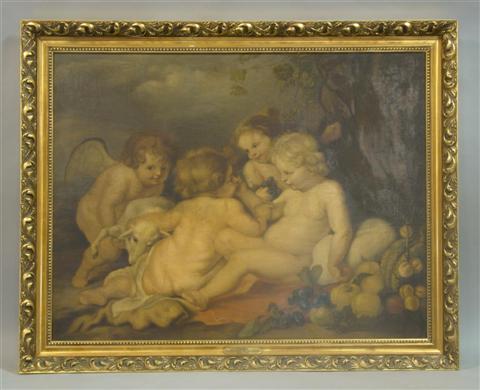 Appraisal: A WAGNER GERMAN TH CENTURY CHERUBS Oil on canvas x