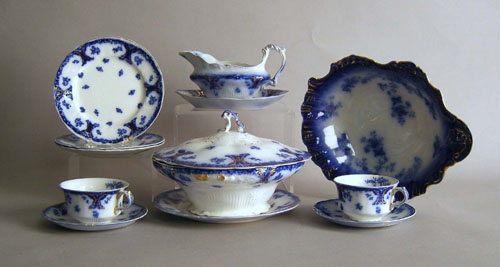 Appraisal: Group of flow blue porcelain th c pcs