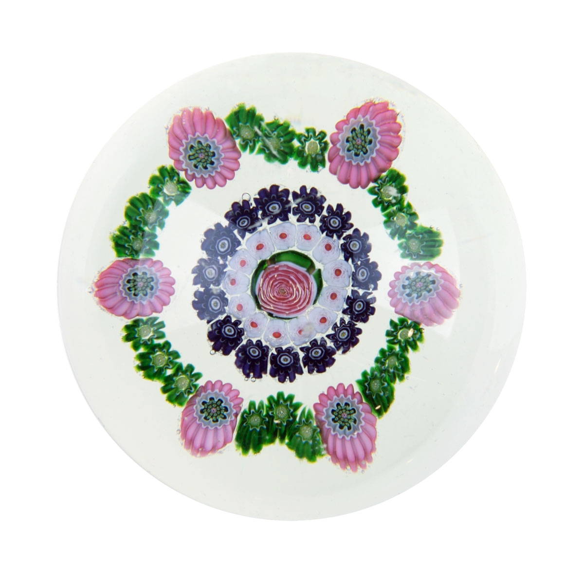 Appraisal: CLICHY CONCENTRIC MILLEFIORI WEIGHT NINETEENTH CENTURY The clear glass set