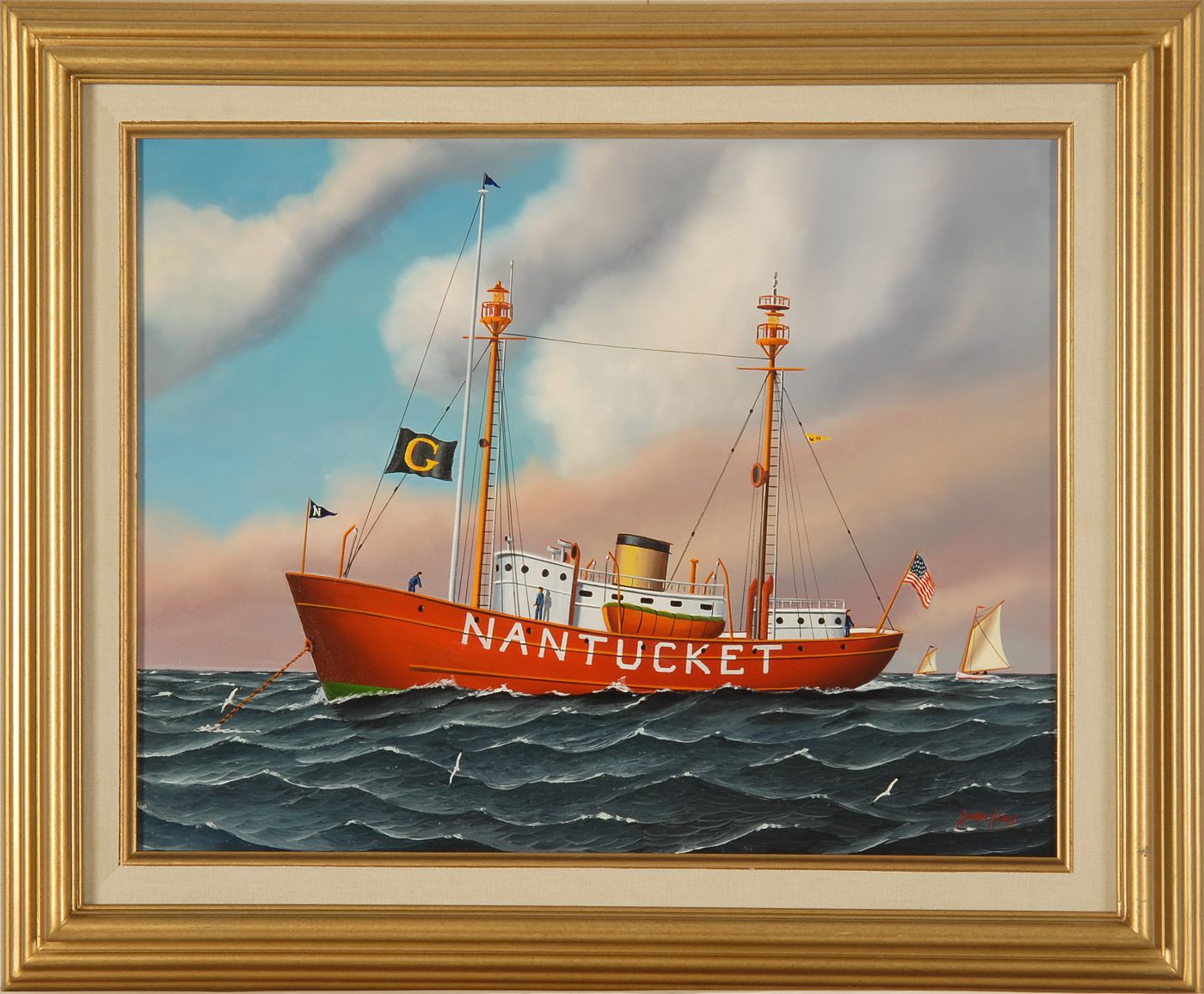 Appraisal: JEROME HOWESAmerican b Portrait of the Lightship Nantucket Signed lower