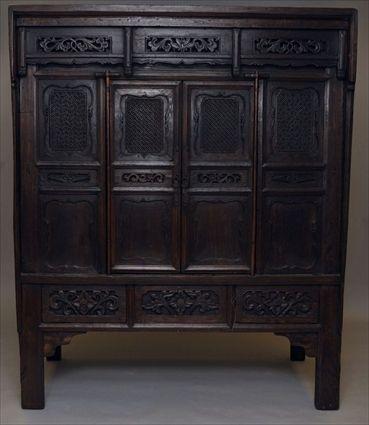 Appraisal: Chinese Carved and Painted Hardwood Cabinet