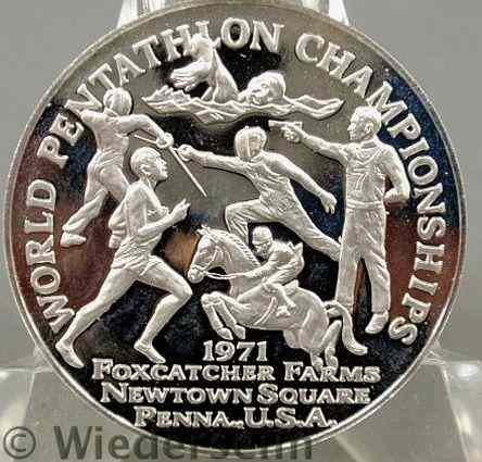 Appraisal: Franklin Mint Foxcatcher Farms platinum medallion U S Modern Pentathlon