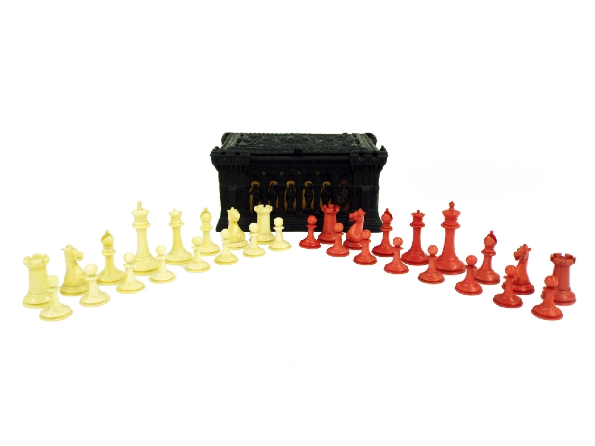 Appraisal: th century ivory Jaques Staunton chess set the white king