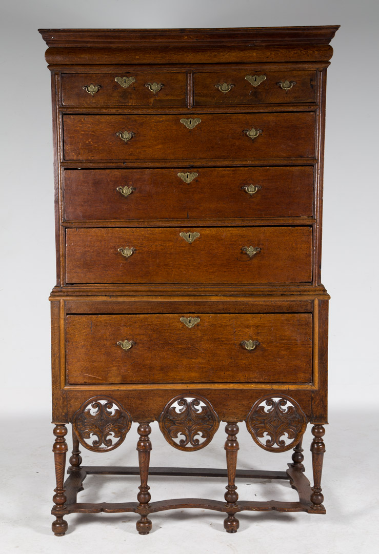 Appraisal: Dutch William Mary style oak tall chest th century or