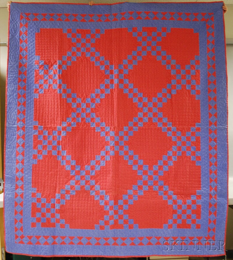 Appraisal: Hand-stitched Pieced Cotton Quilt Pennsylvania x in Provenance Estate of