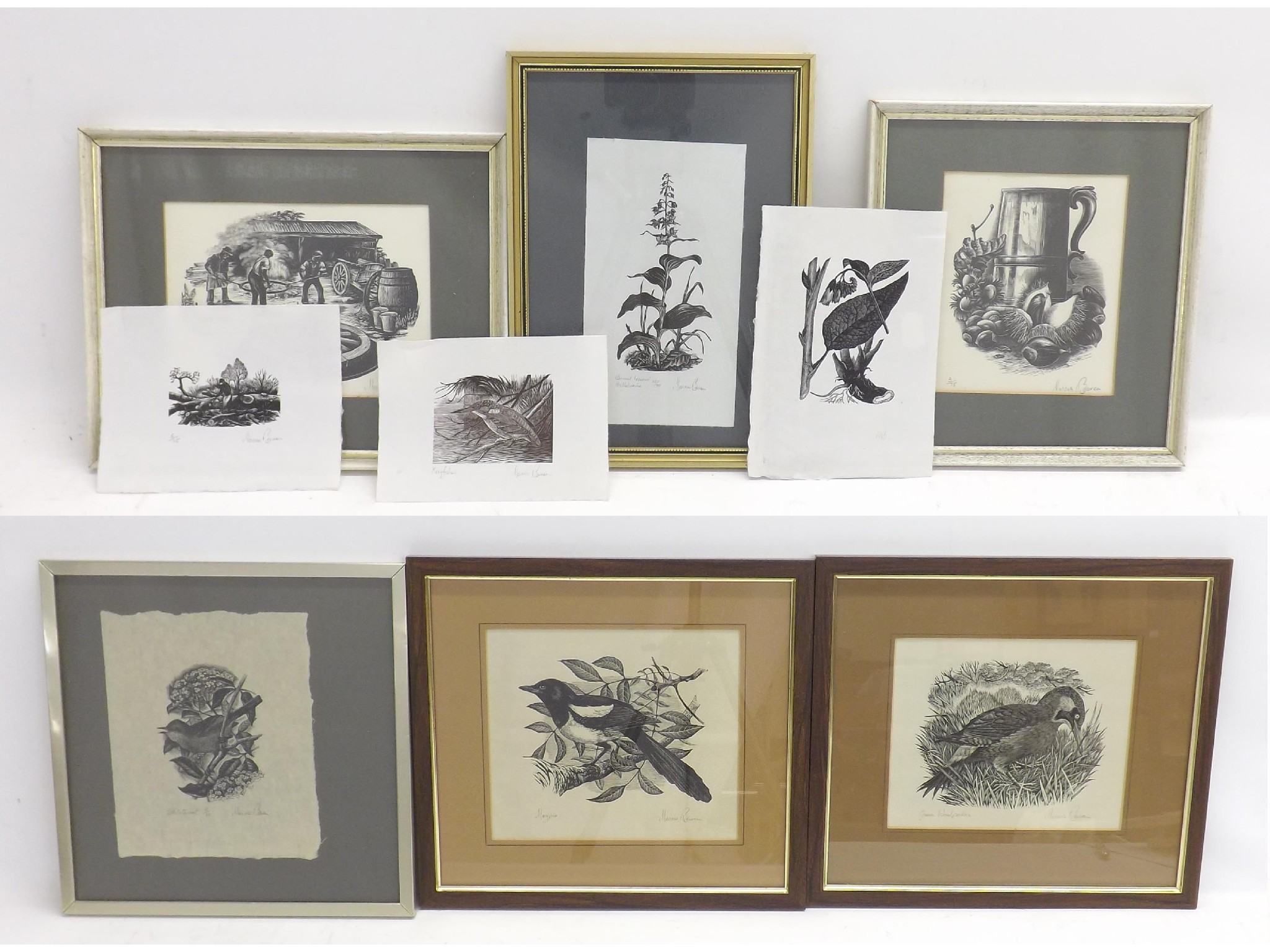 Appraisal: Marcus Bevan th century - collection of six framed black