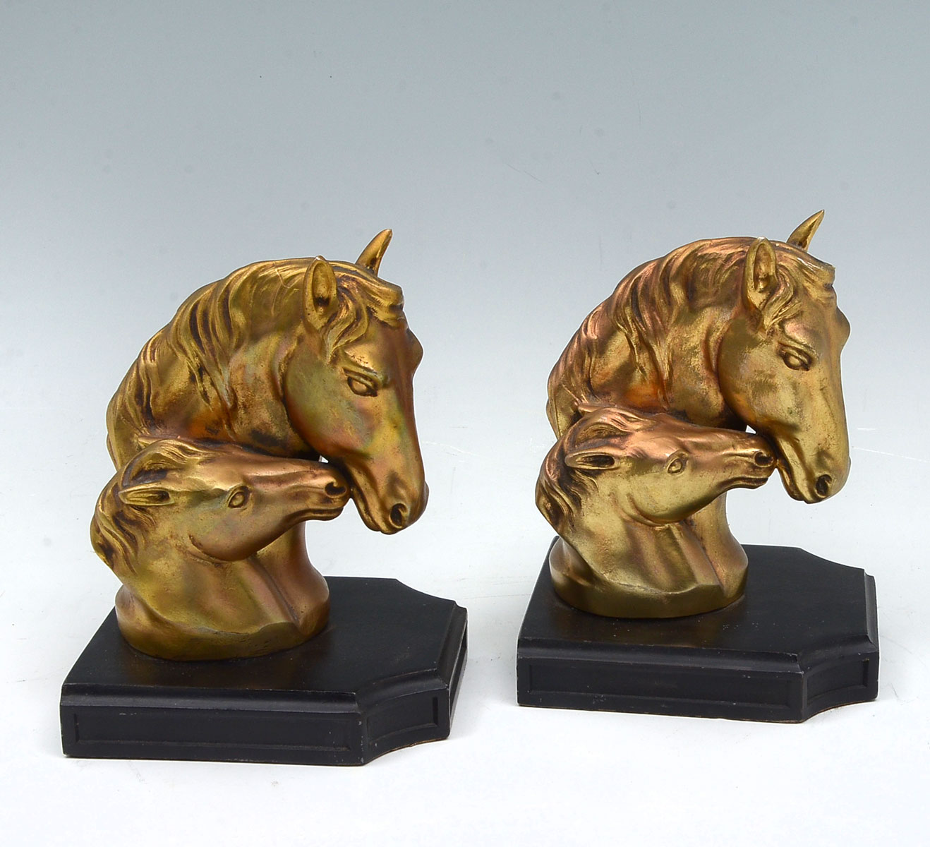 Appraisal: J RUHL HORSES BOOKENDS 'S JB Hirsch made gold toned