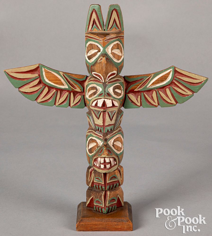 Appraisal: Northwest Coast carved and painted totem pole Northwest Coast carved