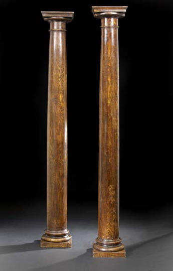 Appraisal: Tall Pair of English Oak Tapering Circular Columns late th