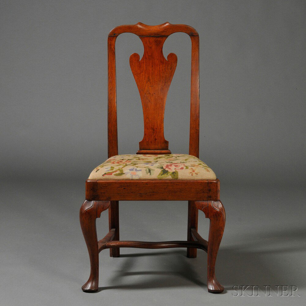 Appraisal: Queen Anne Walnut Carved Side Chair Delaware River Valley first