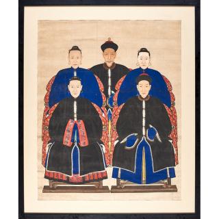 Appraisal: CHINESE ANCESTRAL PORTRAITS Two watercolor and gouache portraits on paper