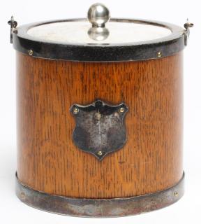 Appraisal: Daniel Arter English Oak Biscuit Barrel ca Birmingham the exterior