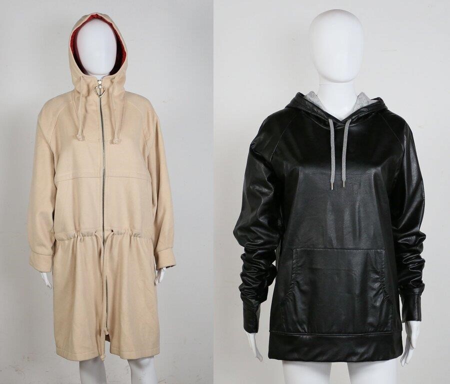 Appraisal: Barneys New York faux leather hooded raincoat with fleece lining