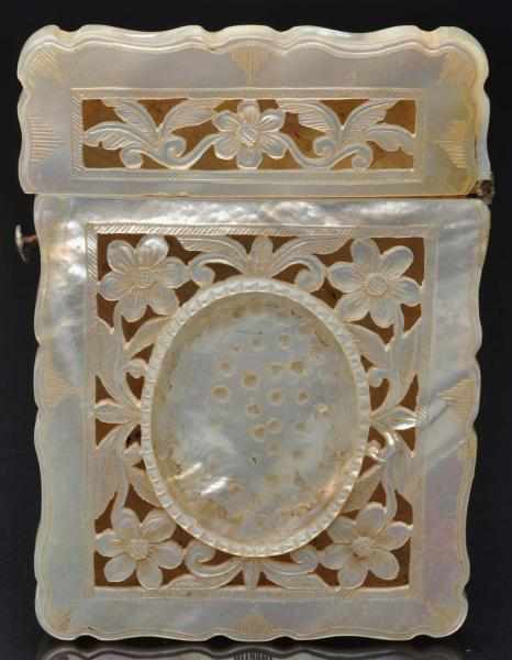 Appraisal: Victorian Calling Card Case Mother of pearl with open lattice