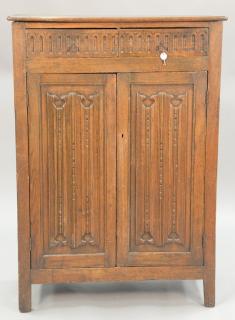 Appraisal: Oak Jacobean style cabinet with two drawers over two doors