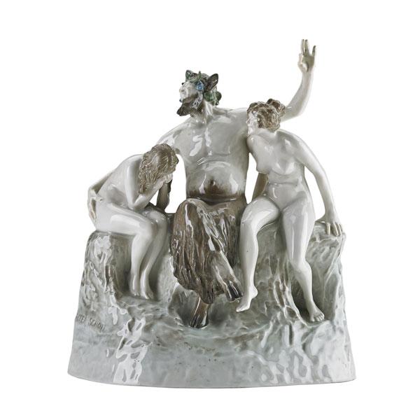 Appraisal: ROSENTHAL PORECLAIN Faun with Nymphs designed by Walter Schott Germany