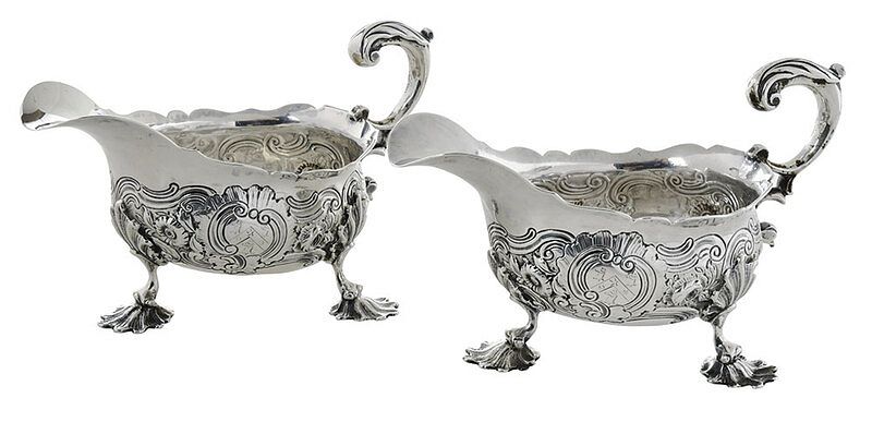 Appraisal: Pair of English Silver Sauce Boats London mid th century