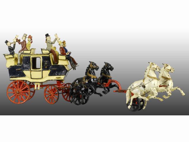 Appraisal: Cast Iron Carpenter Tally-Ho Coach Toy Description Four-horse team consisting